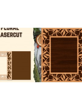Σετ των 2 Intra απο ξύλο plywood 3mm-4mm πάχος - Κορνίζα Photo Floral Lasercut Δίασταση 20x25 cm INTRAFABR-123558387
