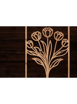 Σετ των 2 Intra απο ξύλο plywood 3mm-4mm πάχος - Κορνίζα με λουλούδια  Δίασταση 20x25 cm INTRAFABR-118478307