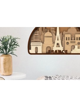 Σετ των 3 Intra απο ξύλο plywood 3mm-4mm πάχος - Γαλλία Διακοσμητικό πάνελ τοίχου σπιτιού Δίασταση 10x7 cm INTRAFABR-107066827