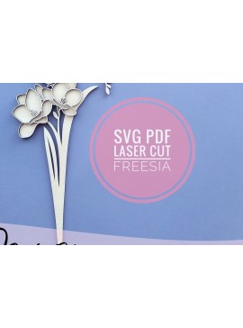 Σετ των 2 Intra απο ξύλο plywood 3mm-4mm πάχος - Freesia  Laser Cut Flower Δίασταση 20x20 cm INTRAFABR-33816489