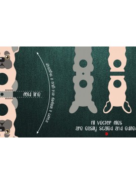 Σετ των 2 Intra απο ξύλο plywood 3mm-4mm πάχος - Πρότυπο θήκης για γαλλικό μπουλντόγκ Δίασταση 30x20 cm INTRAFABR-25400327