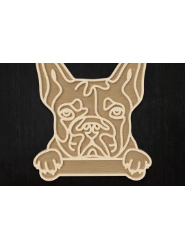 Σετ των 3 Intra απο ξύλο plywood 3mm-4mm πάχος - Γαλλικό μπουλντόγκ περίγραμμα κοπής με λέιζερ Δίασταση 6x6 cm INTRAFABR-112507177