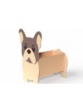 Σετ των 2 Intra απο ξύλο plywood 3mm-4mm πάχος - Κουτί αποθήκευσης γαλλικού μπουλντόγκ –  Δίασταση 30x20 cm INTRAFABR-120635155