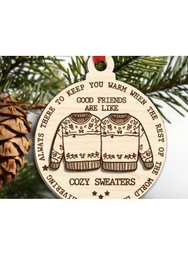 Σετ των 3 Intra απο ξύλο plywood 3mm-4mm πάχος - Φίλοι Χριστουγεννιάτικο Στολίδι  Δίασταση 6x6 cm INTRAFABR-110859815