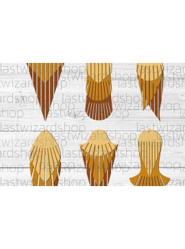 Σετ των 3 Intra απο ξύλο plywood 3mm-4mm πάχος - Σκουλαρίκια ερήμου με κρόσσια , Boho Δίασταση 3x3 cm INTRAFABR-24964090