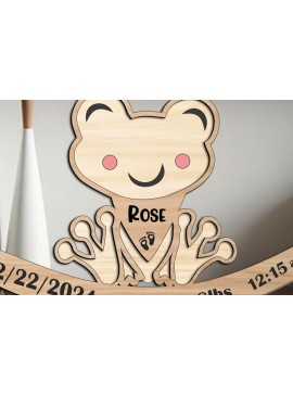 Σετ των 2 Intra απο ξύλο plywood 3mm-4mm πάχος - Ανακοίνωση Γέννησης Μωρού Βάτραχου Νεογέννητο  Δίασταση 20x20 cm INTRAFABR-109305040