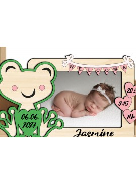 Σετ των 2 Intra απο ξύλο plywood 3mm-4mm πάχος - Frog Baby Κορνίζα  Gift Laser Δίασταση 20x25 cm INTRAFABR-123629819