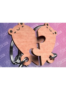 Σετ των 3 Intra απο ξύλο plywood 3mm-4mm πάχος - Σχέδιο κοπής με λέιζερ Μπρελόκ Ζευγάρι Βάτραχος Δίασταση 4x4 cm INTRAFABR-82391912