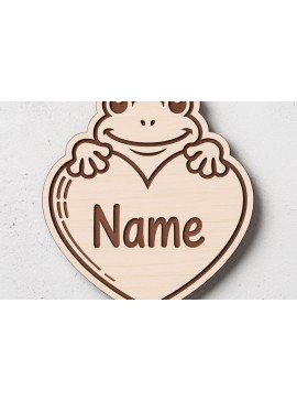 Σετ των 3 Intra απο ξύλο plywood 3mm-4mm πάχος - Frog Heart Name Keychain  Δίασταση 4x4 cm INTRAFABR-122896101