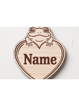 Σετ των 3 Intra απο ξύλο plywood 3mm-4mm πάχος - Frog Heart Name Keychain  Δίασταση 4x4 cm INTRAFABR-122886825