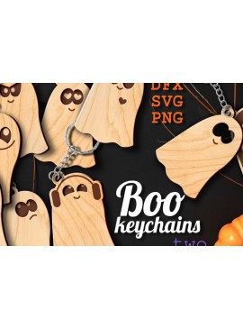 Σετ των 3 Intra απο ξύλο plywood 3mm-4mm πάχος - Αστεία μπρελόκ BOO  Δίασταση 7x2 cm INTRAFABR-73787513
