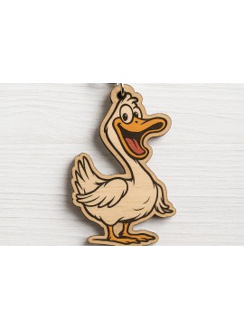 Σετ των 3 Intra απο ξύλο plywood 3mm-4mm πάχος - Αστεία μπρελόκ Cartoon Goose  Δίασταση 4x4 cm INTRAFABR-122092577