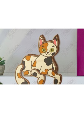 Σετ των 2 Intra απο ξύλο plywood 3mm-4mm πάχος - Funny Cats Shelf Sitters Cut Laser | CNC Δίασταση 20x20 cm INTRAFABR-121132025