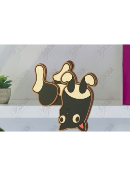 Σετ των 2 Intra απο ξύλο plywood 3mm-4mm πάχος - Funny Cats Shelf Sitters Cut Laser | CNC Δίασταση 20x20 cm INTRAFABR-121132032