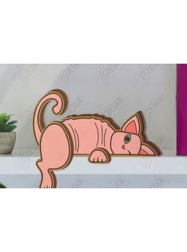 Σετ των 2 Intra απο ξύλο plywood 3mm-4mm πάχος - Funny Cats Shelf Sitters Cut Laser | CNC Δίασταση 20x20 cm INTRAFABR-121431709