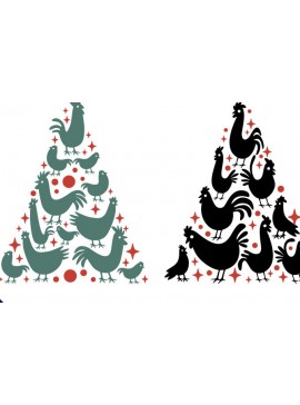 Intra απο ξύλο plywood 3mm-4mm πάχος - Αστεία κοτόπουλα σχέδια χριστουγεννιάτικων δέντρων Δίασταση 30x20 cm INTRAFABR-86379209