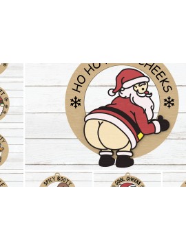 Σετ των 2 Intra απο ξύλο plywood 3mm-4mm πάχος - Αστεία δέσμη χριστουγεννιάτικων στολιδιών Δίασταση 30x20 cm INTRAFABR-108798983