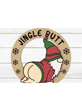 Σετ των 3 Intra απο ξύλο plywood 3mm-4mm πάχος - Αστείο στολίδι με τζινγκλ στολίδι με Gnome Δίασταση 6x6 cm INTRAFABR-108798628