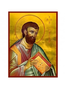 Εικόνα Ορθοδοξίας με περίγραμμα χρυσό σε ξύλο Φλαμουρίας  με  βάση Εικόνα ΑΓΙΟΣ ΑΠΟΣΤΟΛΟΣ ΚΑΙ ΕΥΑΓΓΕΛΙΣΤΗΣ ΜΑΡΚΟΣ Χειροποίητη Ελληνορθόδοξη εικόνα του Ιησού Χριστού, Κρεμαστή πλάκα βυζαντινής τέχνης, χριστιανική τέχνη Διάσταση 40x30 cm (10,2x7,9 ίντσες)  