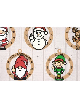 Intra απο ξύλο plywood 3mm-4mm πάχος - Αστεία χριστουγεννιάτικη δέσμη με μεσαίο δάχτυλο Δίασταση 30x20 cm INTRAFABR-109665406