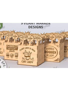 Intra απο ξύλο plywood 3mm-4mm πάχος - Αστεία φυτά μαρκαδόροι με κουτί Δίασταση 30x20 cm INTRAFABR-116899003