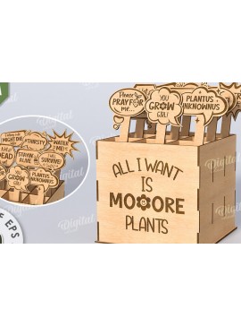 Σετ των 2 Intra απο ξύλο plywood 3mm-4mm πάχος - Αστεία φυτά μαρκαδόροι με κουτί Δίασταση 30x20 cm INTRAFABR-116816566