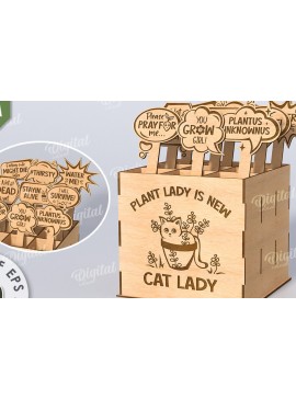 Σετ των 2 Intra απο ξύλο plywood 3mm-4mm πάχος - Αστεία φυτά μαρκαδόροι με κουτί Δίασταση 30x20 cm INTRAFABR-116816601