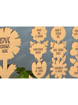 Σετ των 2 Intra απο ξύλο plywood 3mm-4mm πάχος - Αστεία φυτά Stakes | Διακόσμηση Κήπου Δίασταση 20x20 cm INTRAFABR-115821038