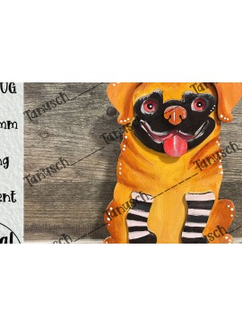 Σετ των 3 Intra απο ξύλο plywood 3mm-4mm πάχος - Αστεία Pug Standing Decor Cut Laser  Δίασταση 6x6 cm INTRAFABR-54746605