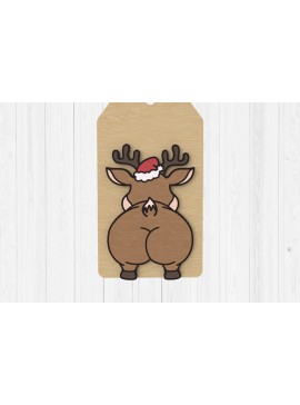 Intra απο ξύλο plywood 3mm-4mm πάχος - Αστεία Tag Butt Reindeer  Δίασταση 30x20 cm INTRAFABR-110435425