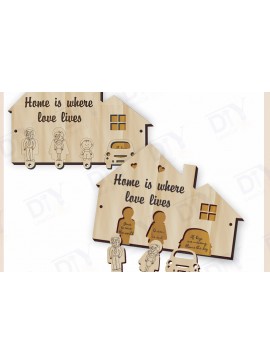 Σετ των 3 Intra απο ξύλο plywood 3mm-4mm πάχος - θήκη κλειδιού Funny Saying Δίασταση 4x4 cm INTRAFABR-121882637