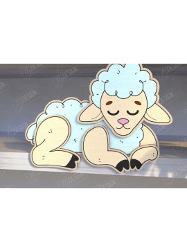 Σετ των 2 Intra απο ξύλο plywood 3mm-4mm πάχος - Funny Sheep Shelf Sitters Cut Laser |CNC Δίασταση 20x20 cm INTRAFABR-123601188