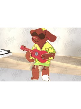Σετ των 2 Intra απο ξύλο plywood 3mm-4mm πάχος - Αστεία περιτουριστικού σκύλου |  CNC Δίασταση 20x20 cm INTRAFABR-121595079