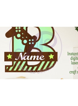Σετ των 2 Intra απο ξύλο plywood 3mm-4mm πάχος - Μονόγραμμα κεφαλαίου παίκτη Γράμμα B  Δίασταση 30x20 cm INTRAFABR-109003319