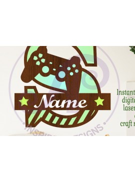 Σετ των 2 Intra απο ξύλο plywood 3mm-4mm πάχος - Μονόγραμμα κεφαλαίου παίκτη Γράμμα S  Δίασταση 30x20 cm INTRAFABR-109004263