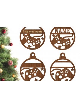 Σετ των 3 Intra απο ξύλο plywood 3mm-4mm πάχος - Gamer Χριστουγεννιάτικα στολίδια, 2 σχέδια  Δίασταση 6x6 cm INTRAFABR-75869722