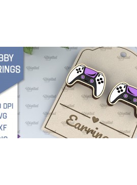 Σετ των 3 Intra απο ξύλο plywood 3mm-4mm πάχος - Σκουλαρίκια Gamer Σχέδιο κοπής με λέιζερ Δίασταση 3x3 cm INTRAFABR-104759356