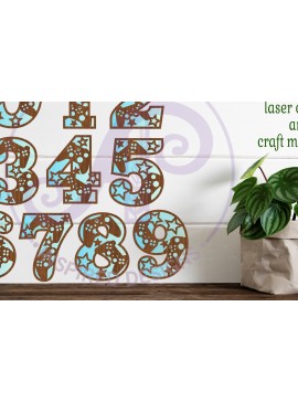 Intra απο ξύλο plywood 3mm-4mm πάχος - Gamer Numbers Σήμα τοίχου δύο επιπέδων  Δίασταση 30x20 cm INTRAFABR-102866489