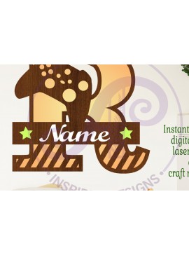 Σετ των 2 Intra απο ξύλο plywood 3mm-4mm πάχος - Gamer X κεφαλαίο μονόγραμμα Γράμμα R  Δίασταση 30x20 cm INTRAFABR-108988551