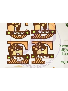 Σετ των 2 Intra απο ξύλο plywood 3mm-4mm πάχος - Πινακίδα ονόματος πακέτου γραμμάτων μονογράμματος Gamer X Δίασταση 30x20 cm INTRAFABR-109173678