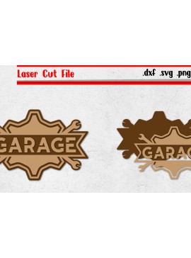 Intra απο ξύλο plywood 3mm-4mm πάχος - Garage Sign 2 - Vintage Sign Laser Cut F Δίασταση 30x20 cm INTRAFABR-97772056