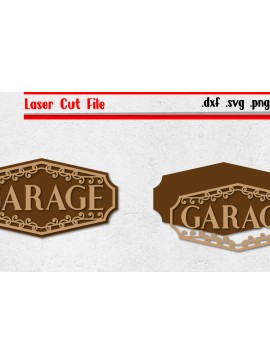 Σετ των 2 Intra απο ξύλο plywood 3mm-4mm πάχος - Garage Sign 4 - Vintage Sign Cut Laser Δίασταση 30x20 cm INTRAFABR-112906930