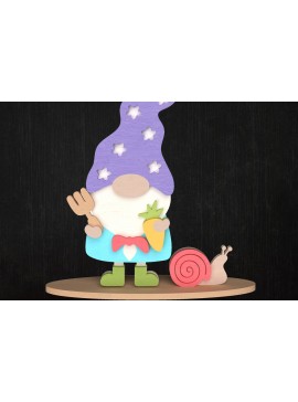 Σετ των 3 Intra απο ξύλο plywood 3mm-4mm πάχος - Κήπος Gnome με ντεκόρ σαλιγκαριού Δίασταση 6x6 cm INTRAFABR-113514102