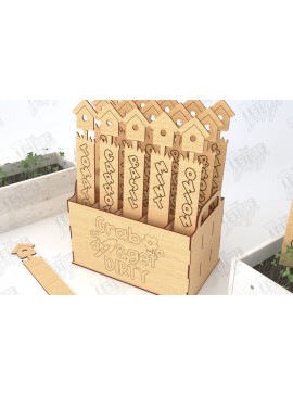 Σετ των 2 Intra απο ξύλο plywood 3mm-4mm πάχος - Σετ πασσάλων κήπου | Δείκτης φυτών | CNC Δίασταση 20x20 cm INTRAFABR-119540547