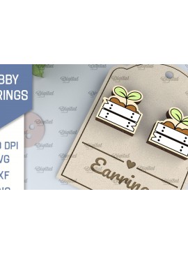 Σετ των 3 Intra απο ξύλο plywood 3mm-4mm πάχος - Gardener Earrings Σχέδιο κοπής με λέιζερ Δίασταση 3x3 cm INTRAFABR-104759422