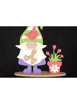 Σετ των 3 Intra απο ξύλο plywood 3mm-4mm πάχος - Gardener Gnome με γλάστρα Δίασταση 6x6 cm INTRAFABR-113514123