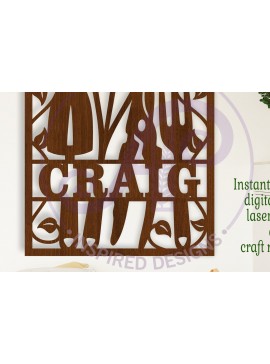 Intra απο ξύλο plywood 3mm-4mm πάχος - Gardener Square Name  Laser Δίασταση 30x20 cm INTRAFABR-108200514