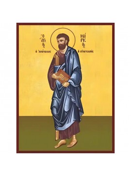 Εικόνα Ορθοδοξίας με περίγραμμα χρυσό σε ξύλο Φλαμουρίας  με  βάση Εικόνα ΑΓΙΟΣ ΑΠΟΣΤΟΛΟΣ ΚΑΙ ΕΥΑΓΓΕΛΙΣΤΗΣ ΜΑΡΚΟΣ, ΟΛΟΣΩΜΟΣ Χειροποίητη Ελληνορθόδοξη εικόνα του Ιησού Χριστού, Κρεμαστή πλάκα βυζαντινής τέχνης, χριστιανική τέχνη Διάσταση 40x30 cm (10,2x7,9