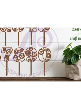 Intra απο ξύλο plywood 3mm-4mm πάχος - Gears Number Cake Toppers  Cut Files Δίασταση 30x20 cm INTRAFABR-107211655