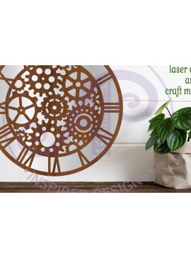 Intra απο ξύλο plywood 3mm-4mm πάχος -  με λέιζερ ρολόι τοίχου Gears,  Δίασταση 30x20 cm INTRAFABR-82275275